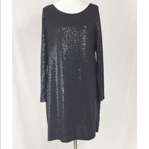Kensie Dresses & Skirts - Kensie long sleeve sequined dress black XL